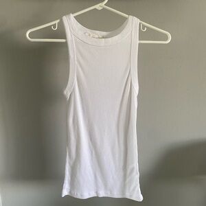 Treasure & Bond White Fitted Sleeveless Tank Top